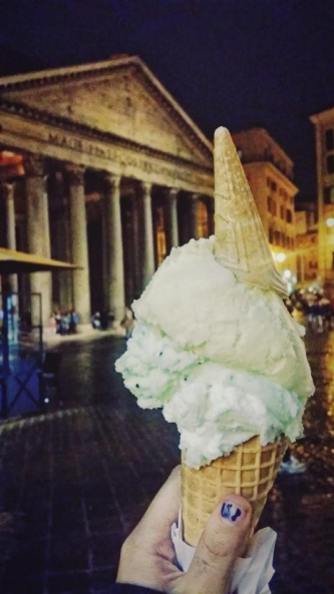 Kiwi&peach&pineapple; Rome, Italy (The gelateria is located exactly where my position in the picture indicates; Pantheon)
